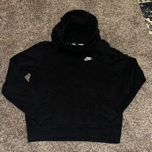 Nike Black Hoodie with White Swoosh Chest Logo
